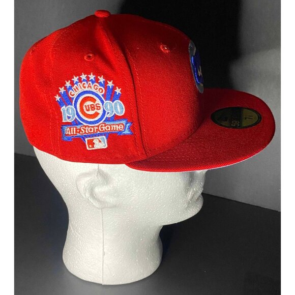 New Era 59FIFTY Chicago Cubs Red Hat 7 1/8 1990 ASG Patch Cap NWT - Picture 4 of 6